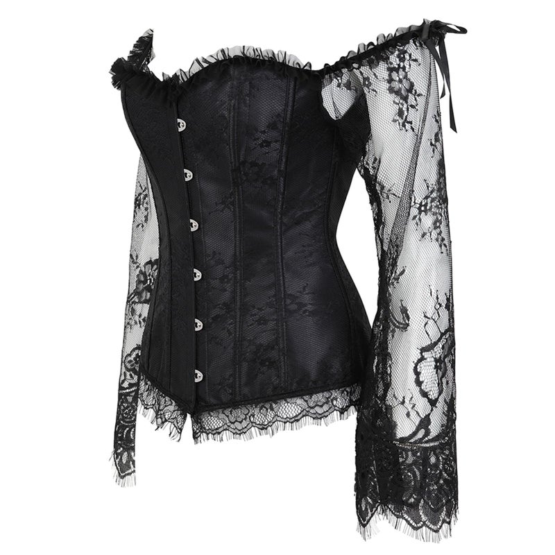 Zhitunemi Corset Tops For Women Renaissance: Womens Halloween Costume Corset Renaissance Fair - Historical Reenactment Events X-Large Black - Image 2